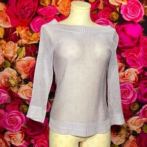 Magaschoni knitted lavender 3/4 sleeve sweater.